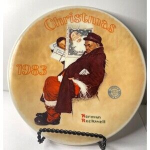 Knowles Norman Rockwell‎ Santa in the Subway 1983 Collector Plate with COA